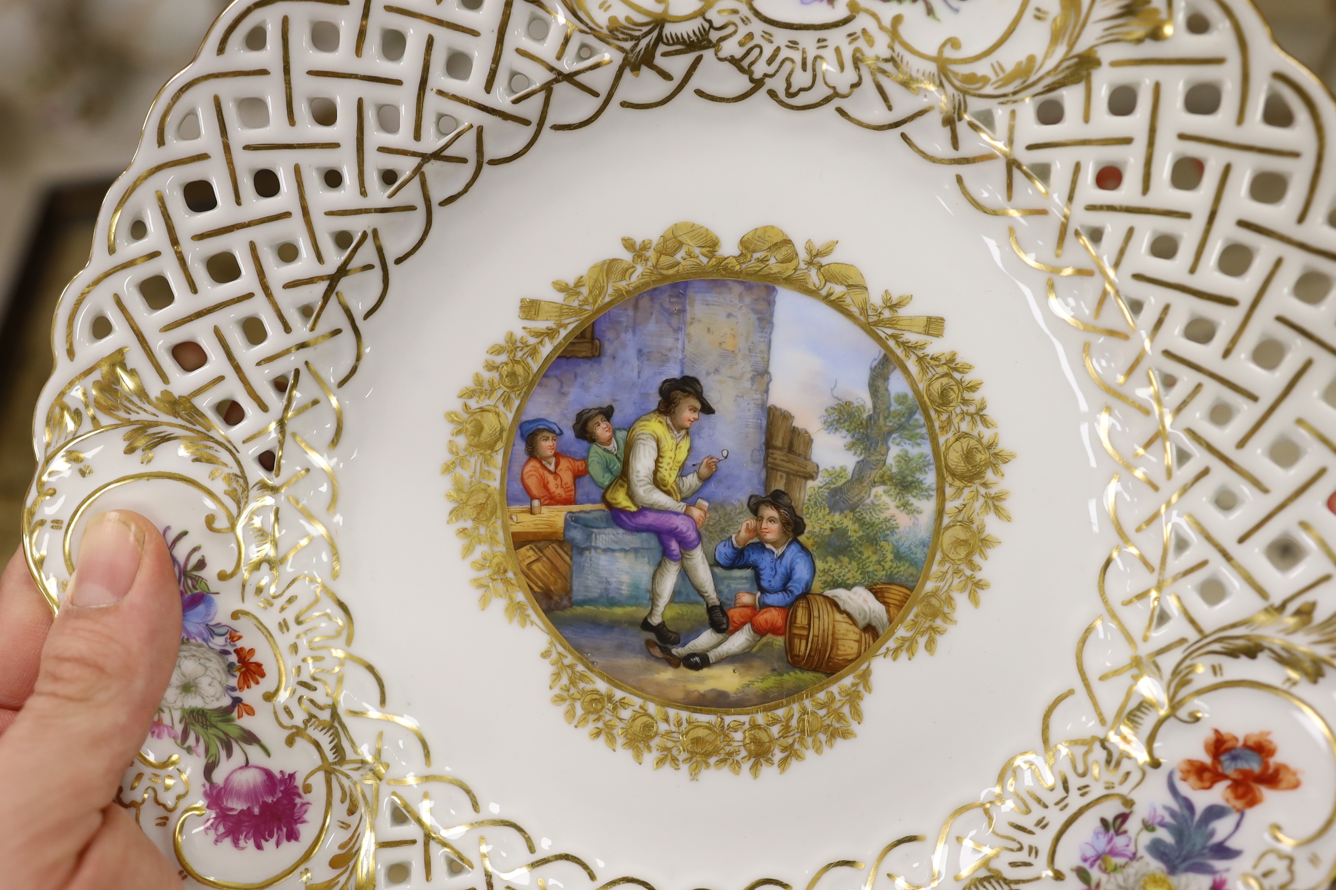 A set of twenty four 19th century Dresden plates, 24cm diameter